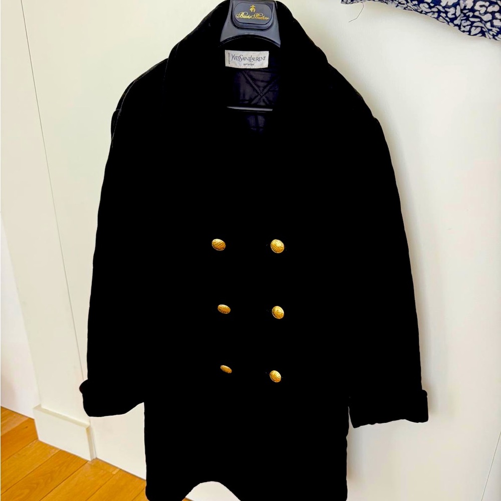 Black Velvet Double-Breasted Coat